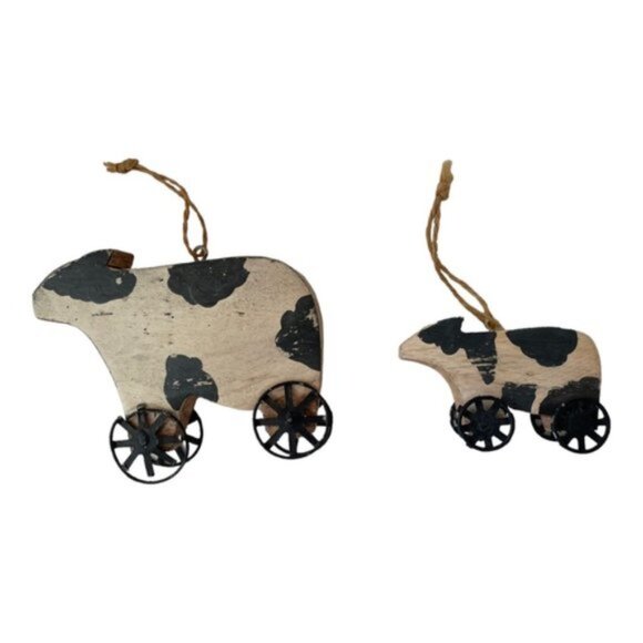 Vintage Cows on Wheels Ornaments - Picture 7 of 7
